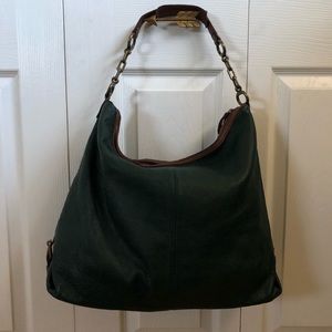 J. Crew Pebble Leather Large Hobo Bag Green